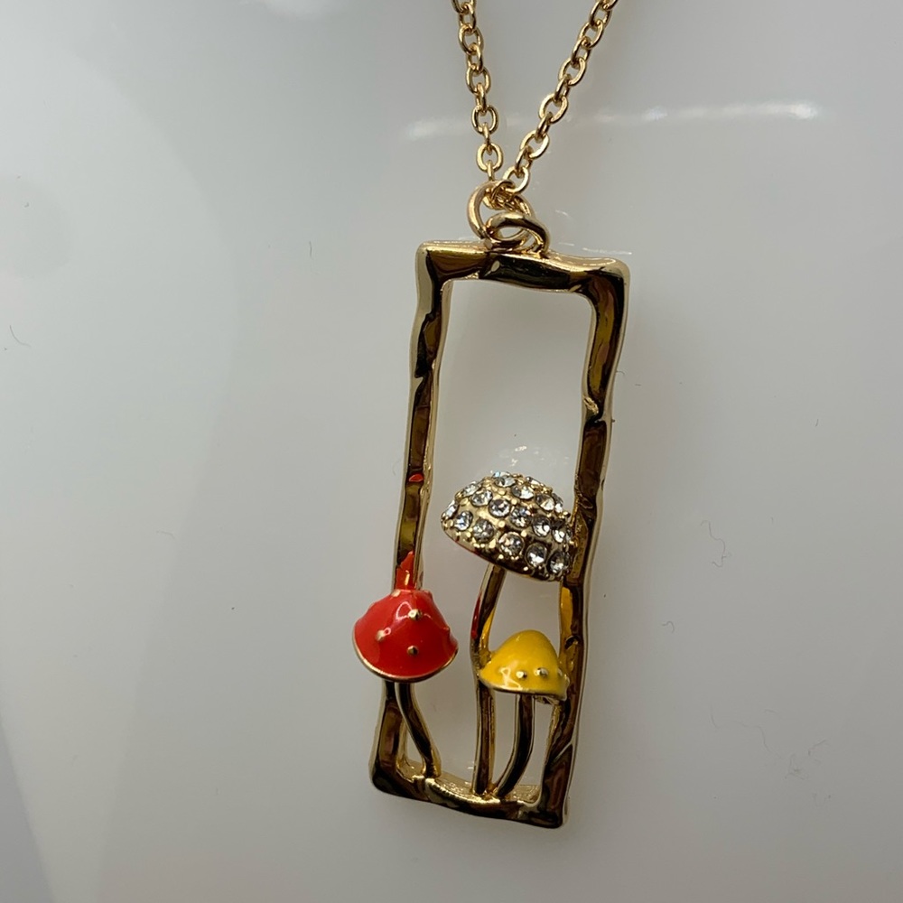 Brand New Gold Mushroom Necklace and Mushroom Hoop Earrings Gift for Girlfriend - Picture 4 of 10